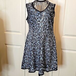 ALTAR'D STATE Blue and Black Lace Overlay Dress Size Large